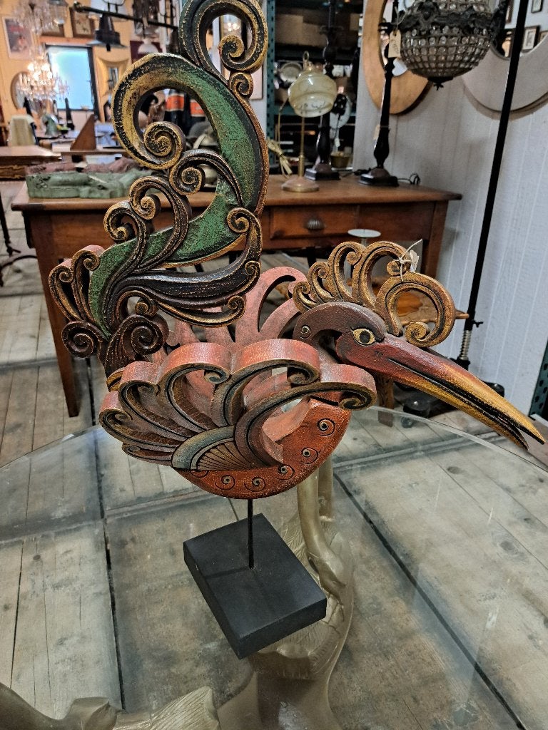 Prachtig mooi houten vogel beeld / oosterse stijl 70 cm hoog, Ophalen