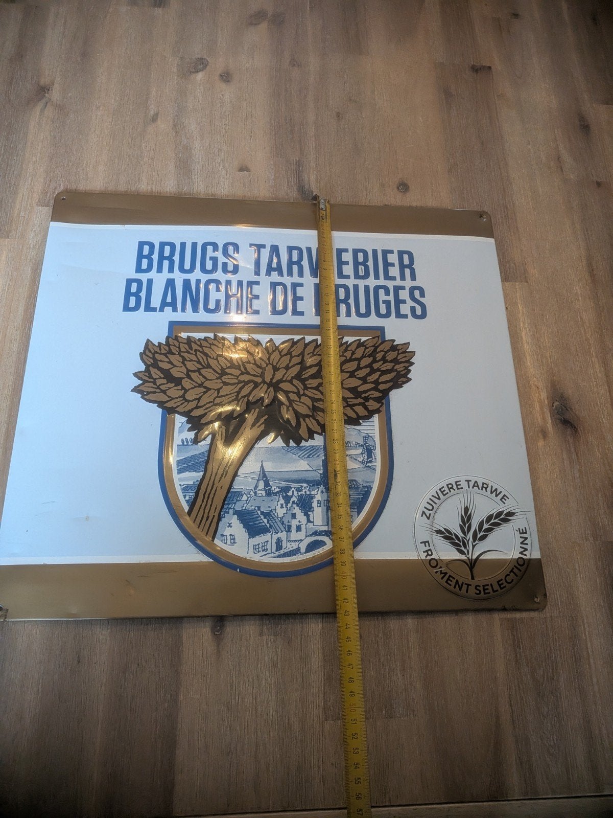 Vintage Brugs Tarwebier / Blanche de Bruges Reclamebord, Ophalen of Verzenden, Gebruikt, Reclamebord