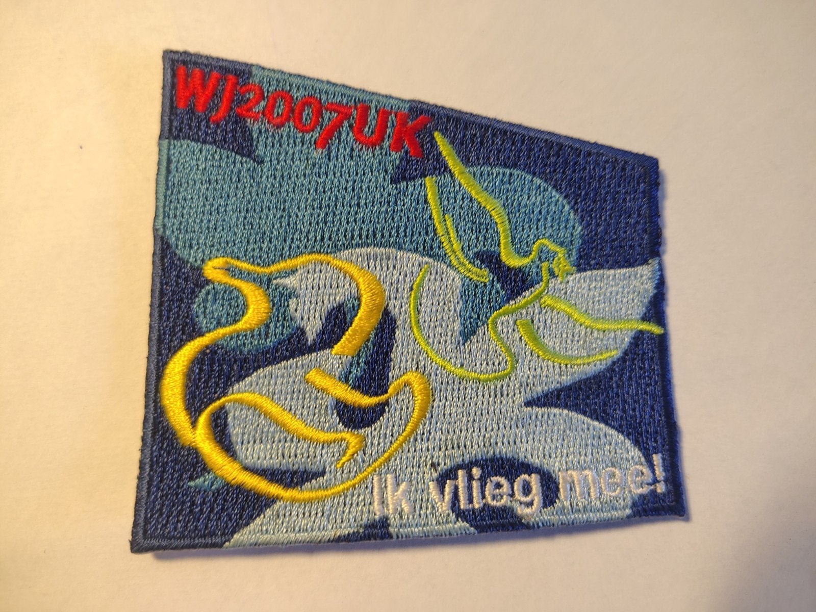 Scouting WJ2007UK Ik vlieg mee! Badge Patch, Verzamelen, Ophalen of Verzenden, Gebruikt, Embleem, Speld of Insigne