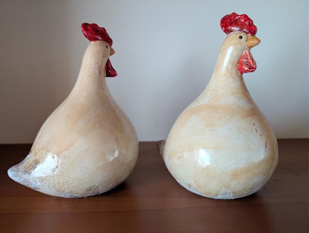 2x keramieken kippen, Antiek en Kunst, Ophalen of Verzenden