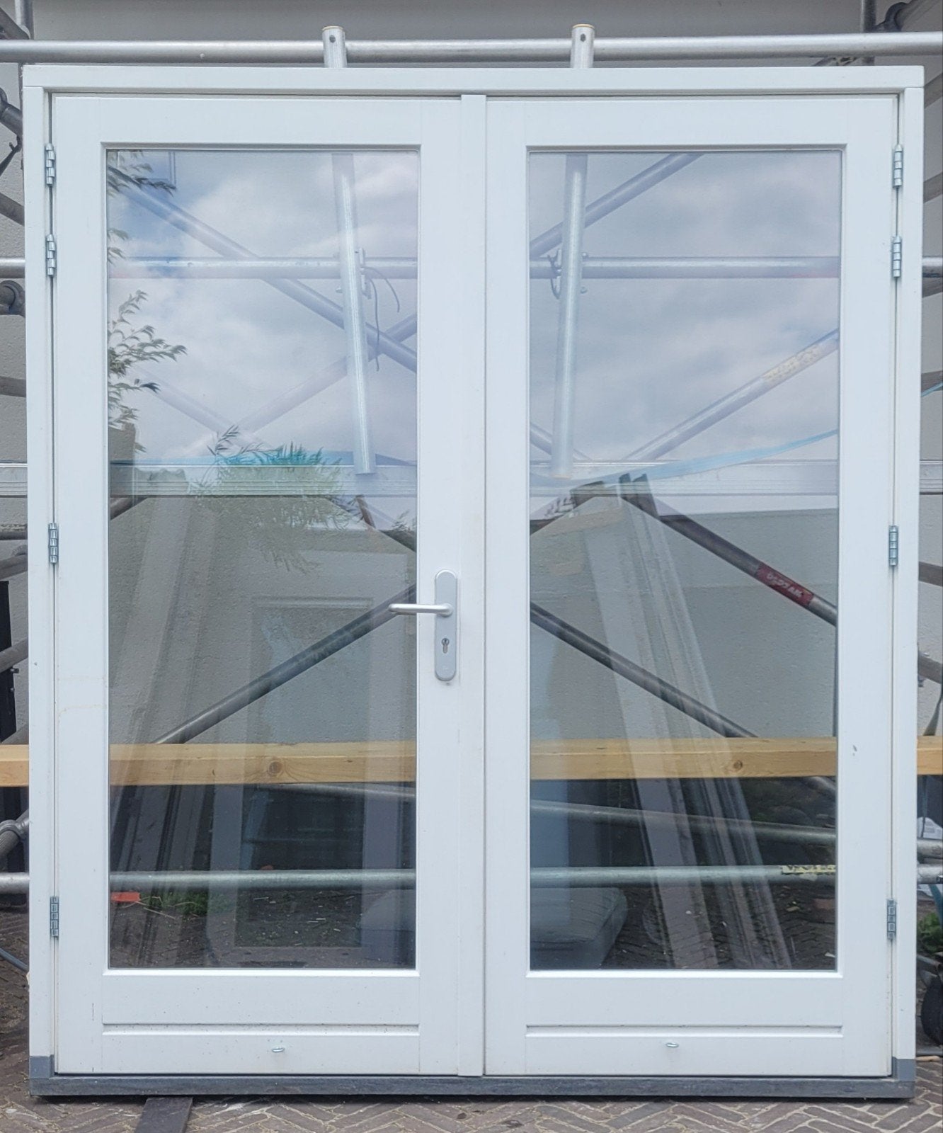 Mooie hardhouten openslaande tuindeuren inclusief kozijn!, Ophalen, Gebruikt, Deurkozijn, 150 tot 225 cm
