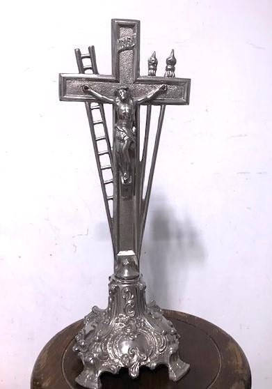 Kruis Crucifix Frans Zilver Antiek 😍🙏💑✨👌, Antiek en Kunst, Ophalen of Verzenden