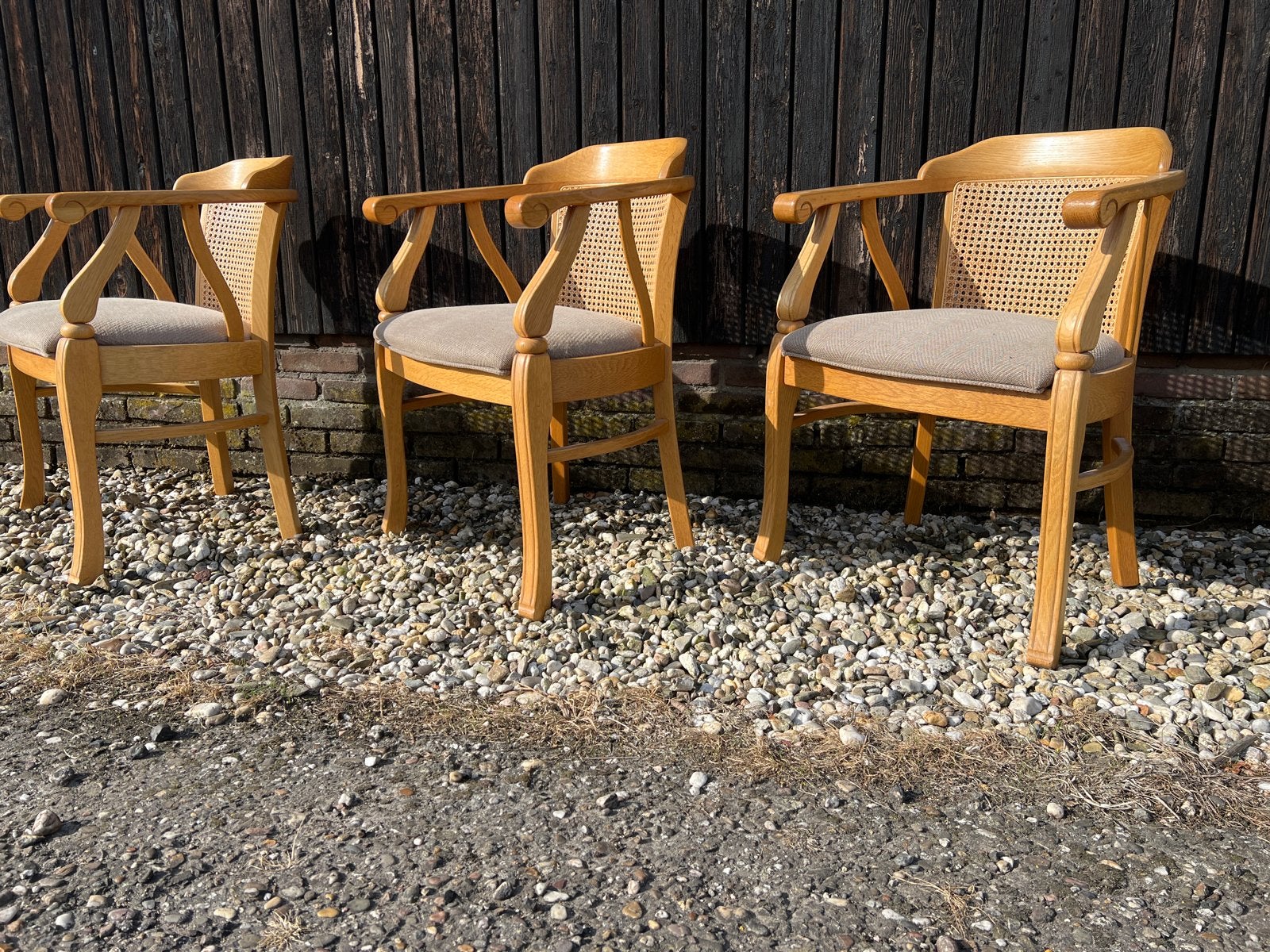 4 blank eiken eetkamer armstoelen, Ophalen, Gebruikt, Overige kleuren, Vijf, Zes of meer stoelen