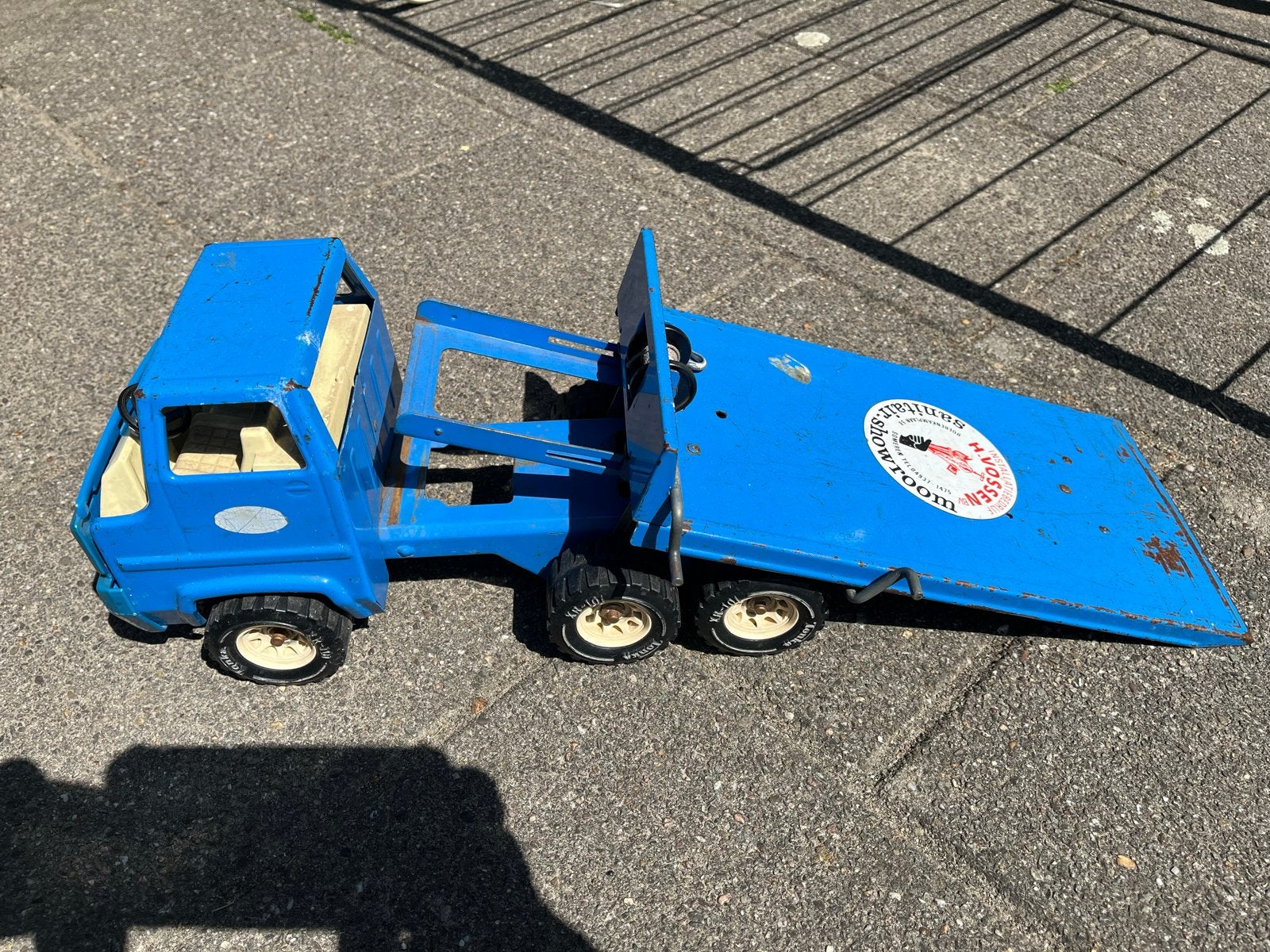 Vintage blauwe speelgoed sleepwagen van tonka met lier, Kinderen en Baby's, Ophalen of Verzenden, Gebruikt