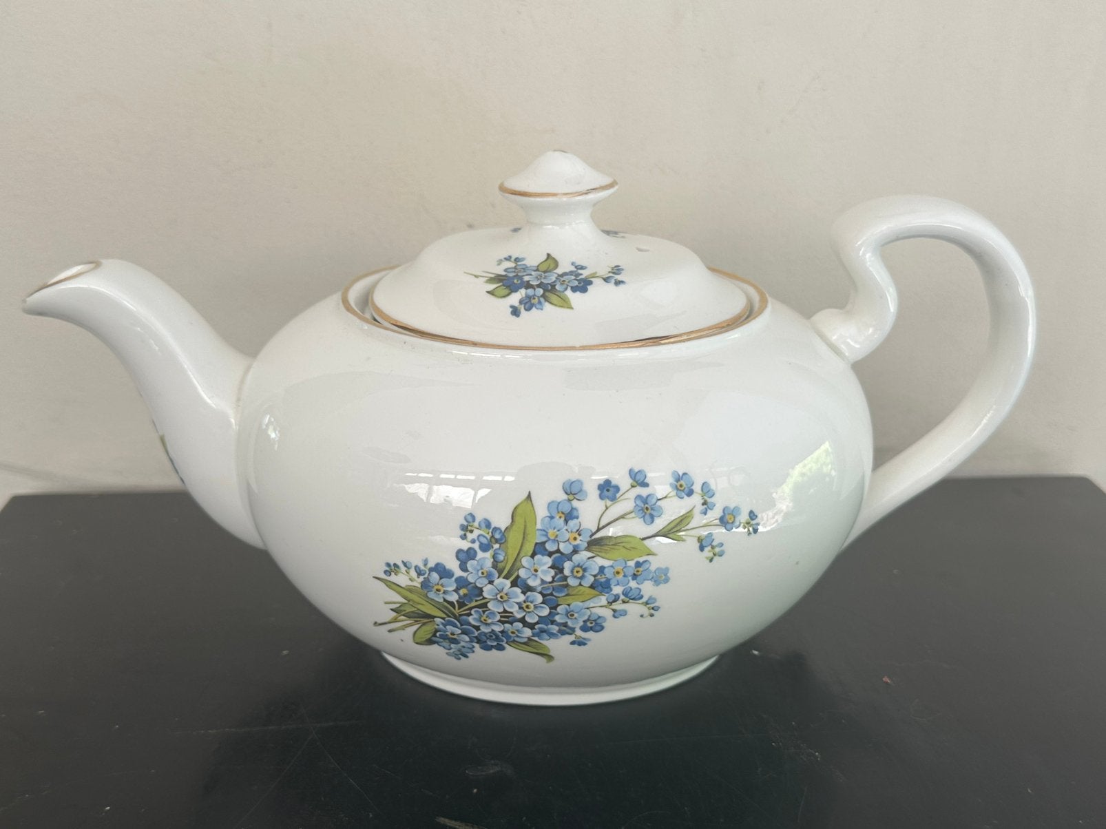 Bone china porselein theepot Vergeet-me- nietjes decor, Ophalen of Verzenden
