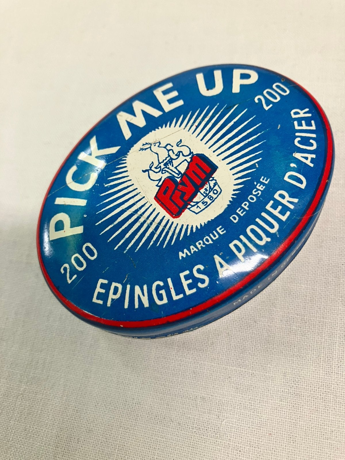 Speldenblik ‘pick me up’ verzamelobject, Ophalen of Verzenden, Gebruikt