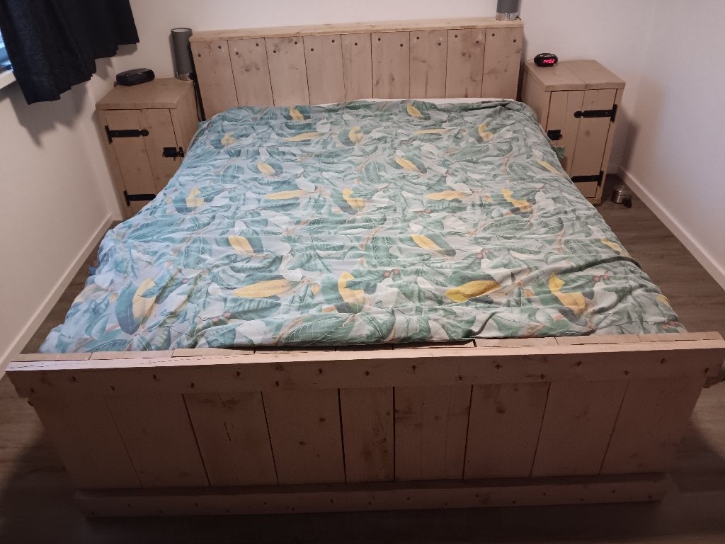 2 persoonsbed 200x160 met nachtkastjes, Huis en Inrichting, Slaapkamer | Bedden, Ophalen, Gebruikt, Overige kleuren, Tweepersoons