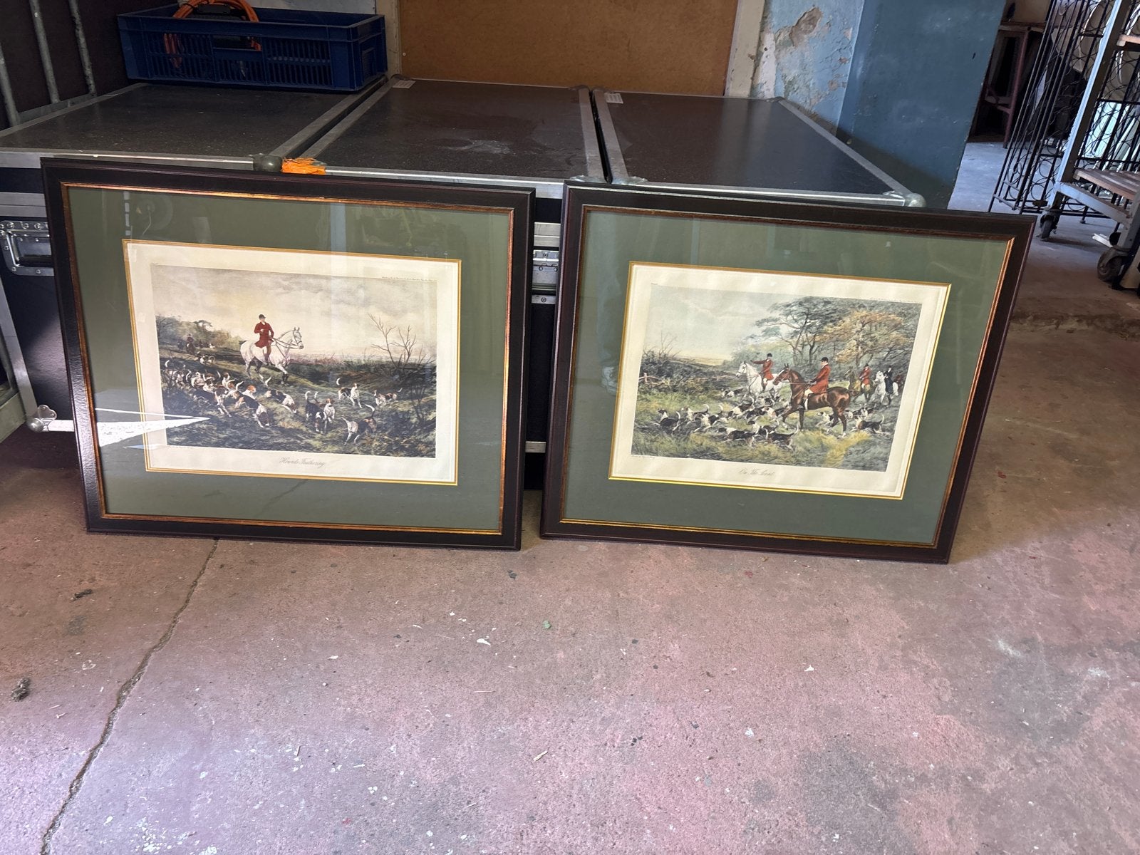 Set van 2 ingelijste jachttaferelen, klassieke stijl, Antiek en Kunst, Kunst | Schilderijen | Klassiek, Dieren, Klassiek, Print