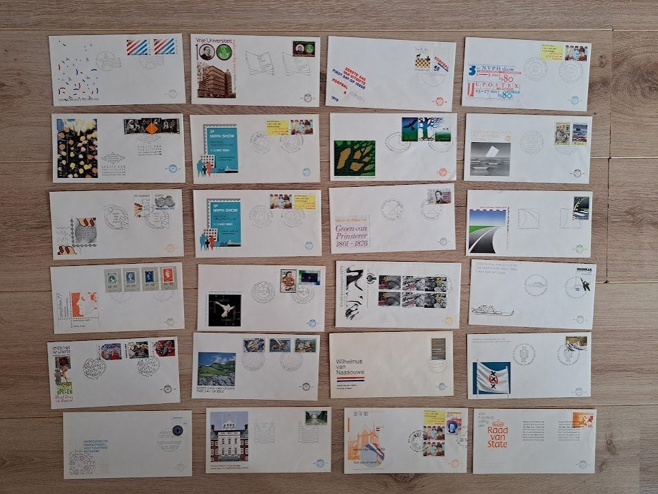 Nederland 25 onbeschreven FDC's, Ophalen of Verzenden, Na 1940, Gestempeld