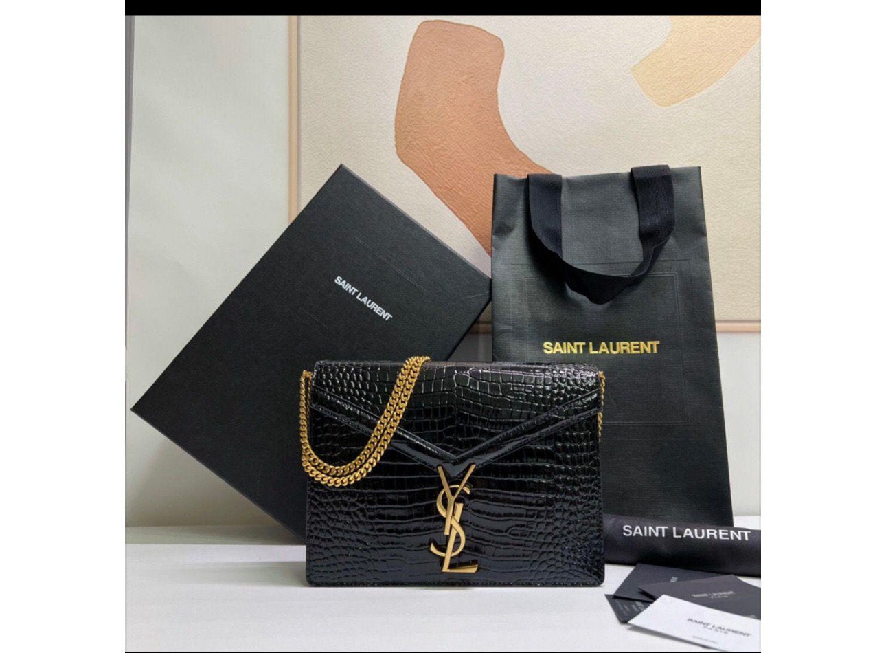 Croco YSL BLACK BAG GOLD DETAILS, Verzenden, Nieuw, Zwart