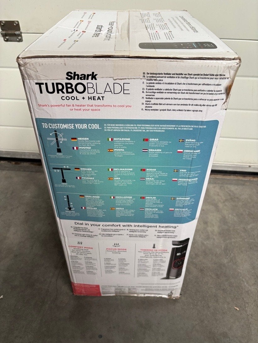 Shark TurboBlade Cool + Heat TH200EU Ventilator & Verwarming, TradeMarketingDE@sharkninja.com, Minder dan 60 m³, Ventileren, 3 snelheden of meer