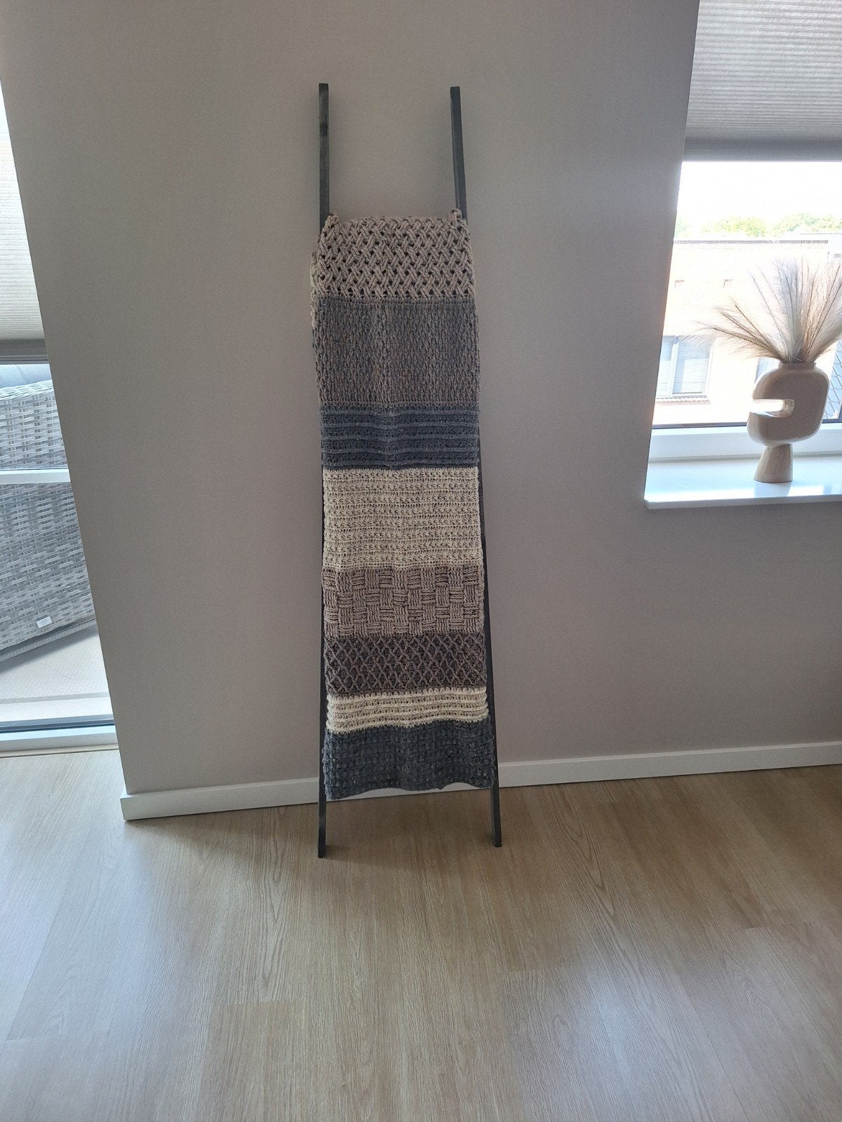 Decoratieve ladder voor plaids of dekens, Ophalen, Hout, Grijs, Landelijk