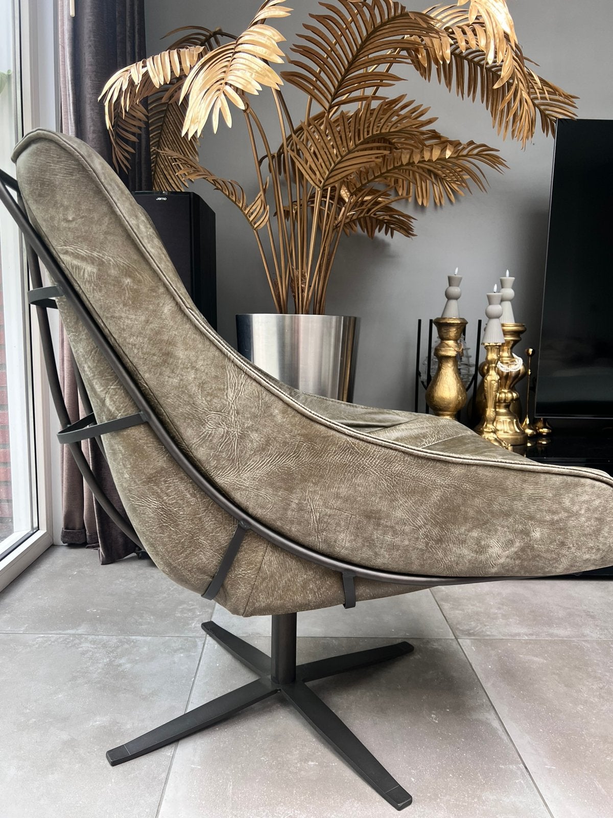 HET ANKER INDUSTRIËLE RETRO DESIGN RELAX FAUTEUIL STOEL, Ophalen, Zo goed als nieuw, Industreel design, 50 tot 75 cm