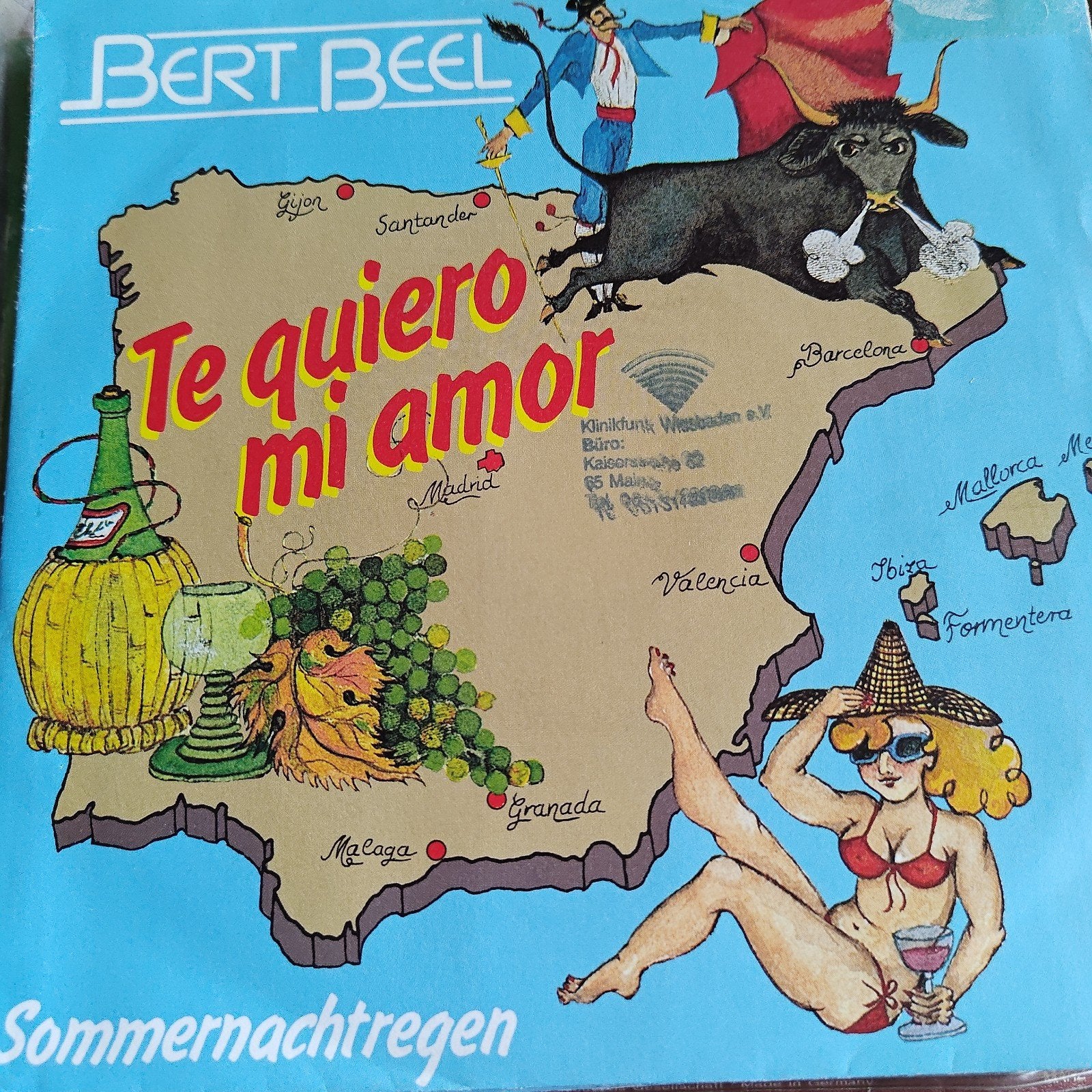Bert Beel - Te Quiero Mi Amor / Sommernachtregen Single, Cd's en Dvd's, Ophalen of Verzenden, Gebruikt, 7 inch