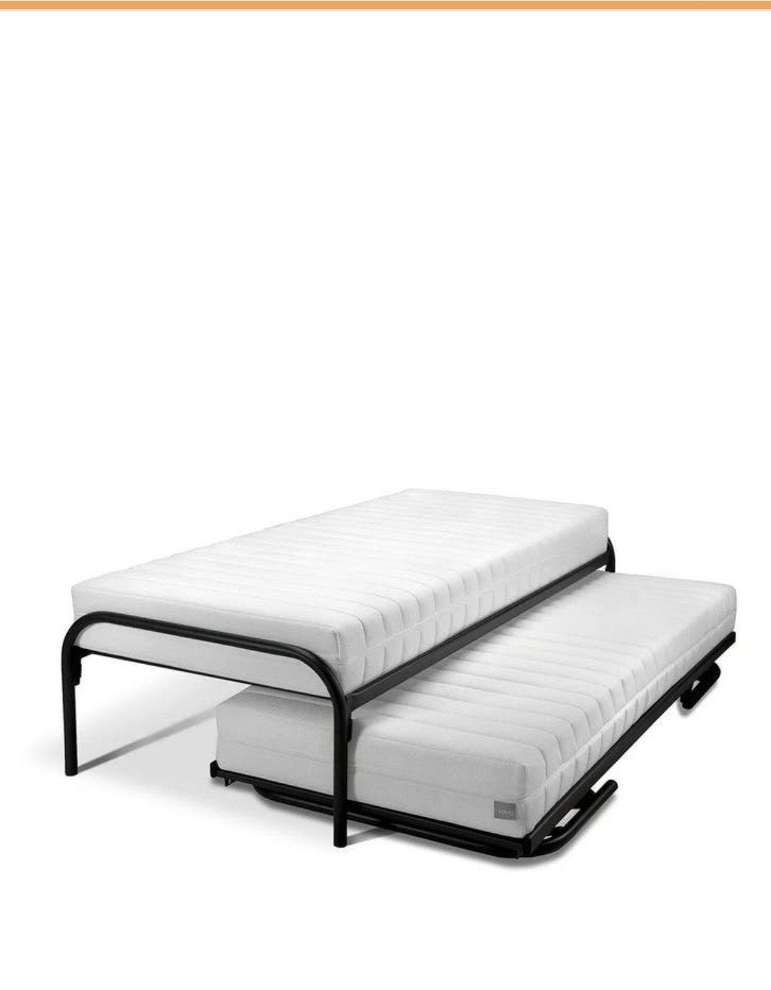 Uitschuifbaar bed met twee matrassen, Huis en Inrichting, Slaapkamer | Bedden, Gebruikt, Eenpersoons, 90 cm, 200 cm, Metaal, Zwart