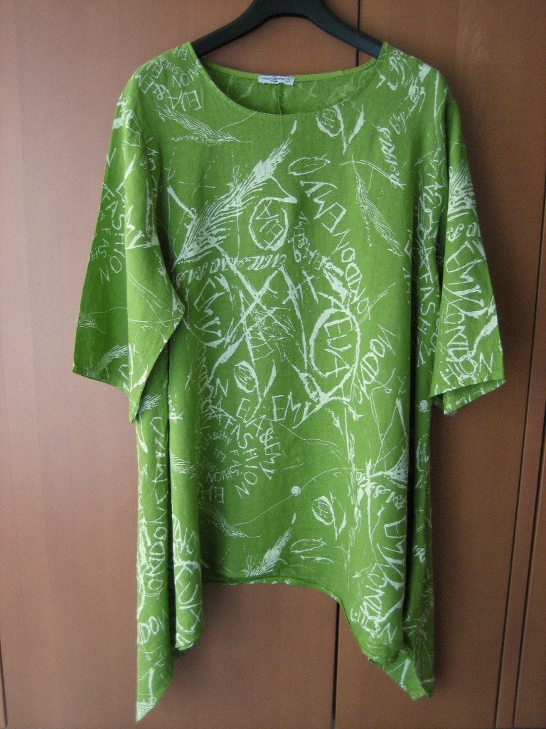 Artistieke mosgroene linnen tuniekjurk MOONSHINE 2 snazzeys, Verzenden, Blouse of Tuniek, Nieuw, Moonshine