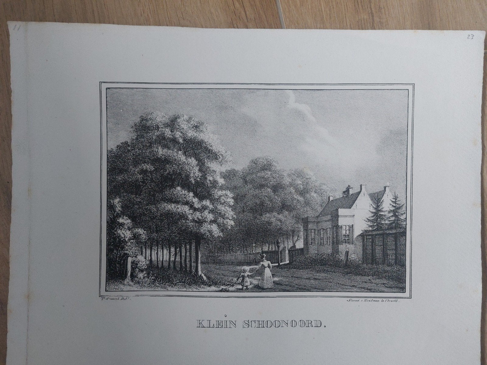 23 Klein Schoon in Doorn Originele steendruk uit 1829, Antiek en Kunst, Gesigneerd in de plaat, Ophalen of Verzenden, Landschappen