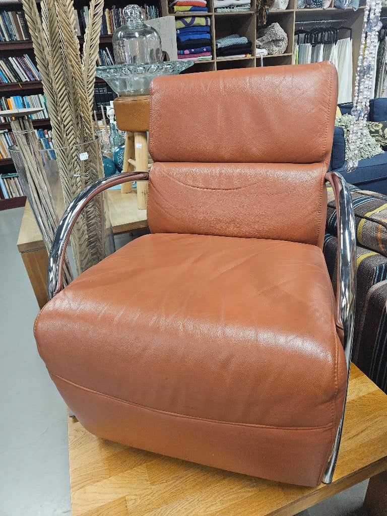 Fauteuil, Huis en Inrichting, Fauteuils, Ophalen, Gebruikt, 50 tot 75 cm, Leer