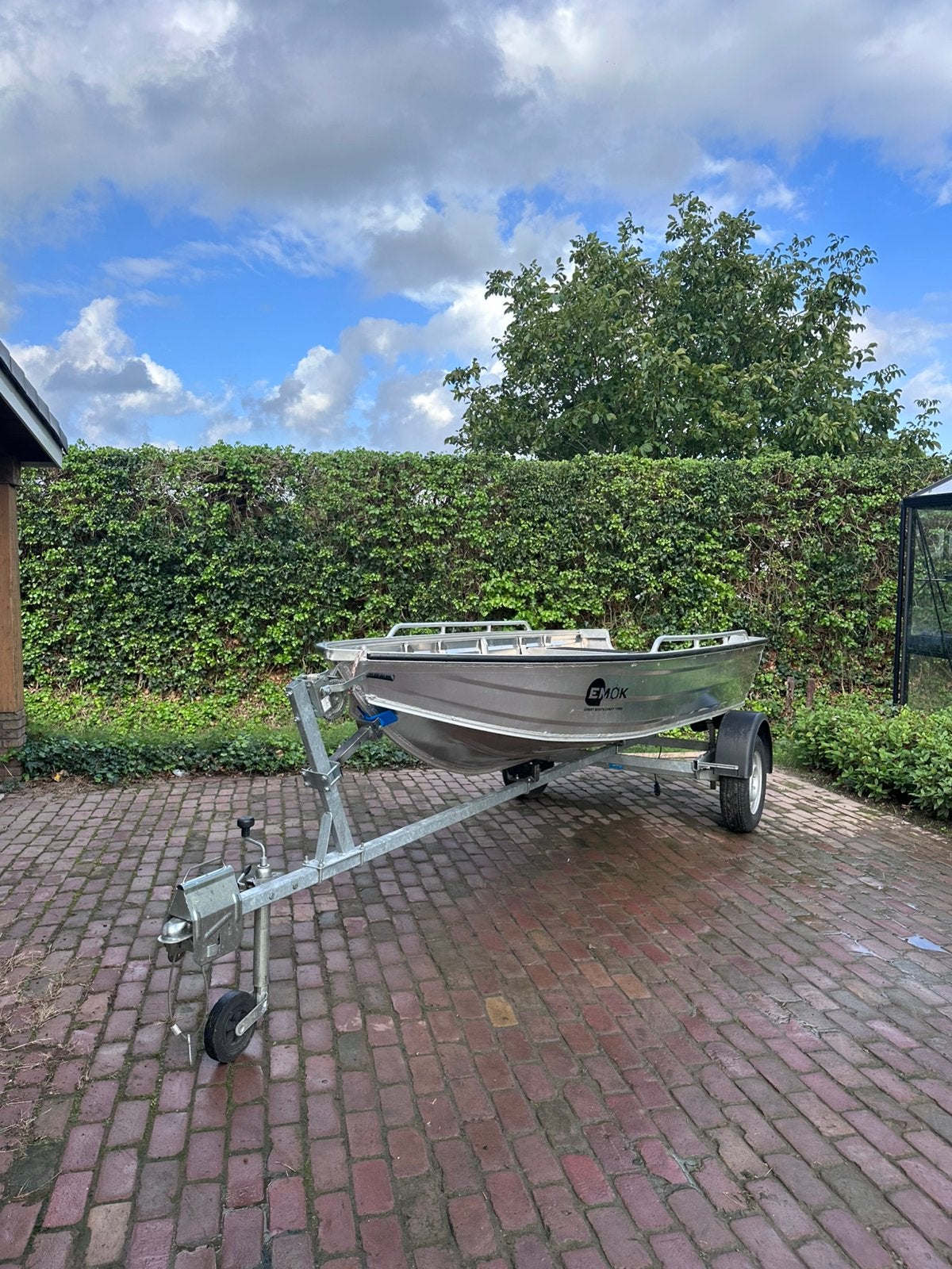 Aluminium boot (Emok v380) inc. Yamaha 8pk 4takt, 8 pk, Buitenboordmotor, Aluminium, Zo goed als nieuw