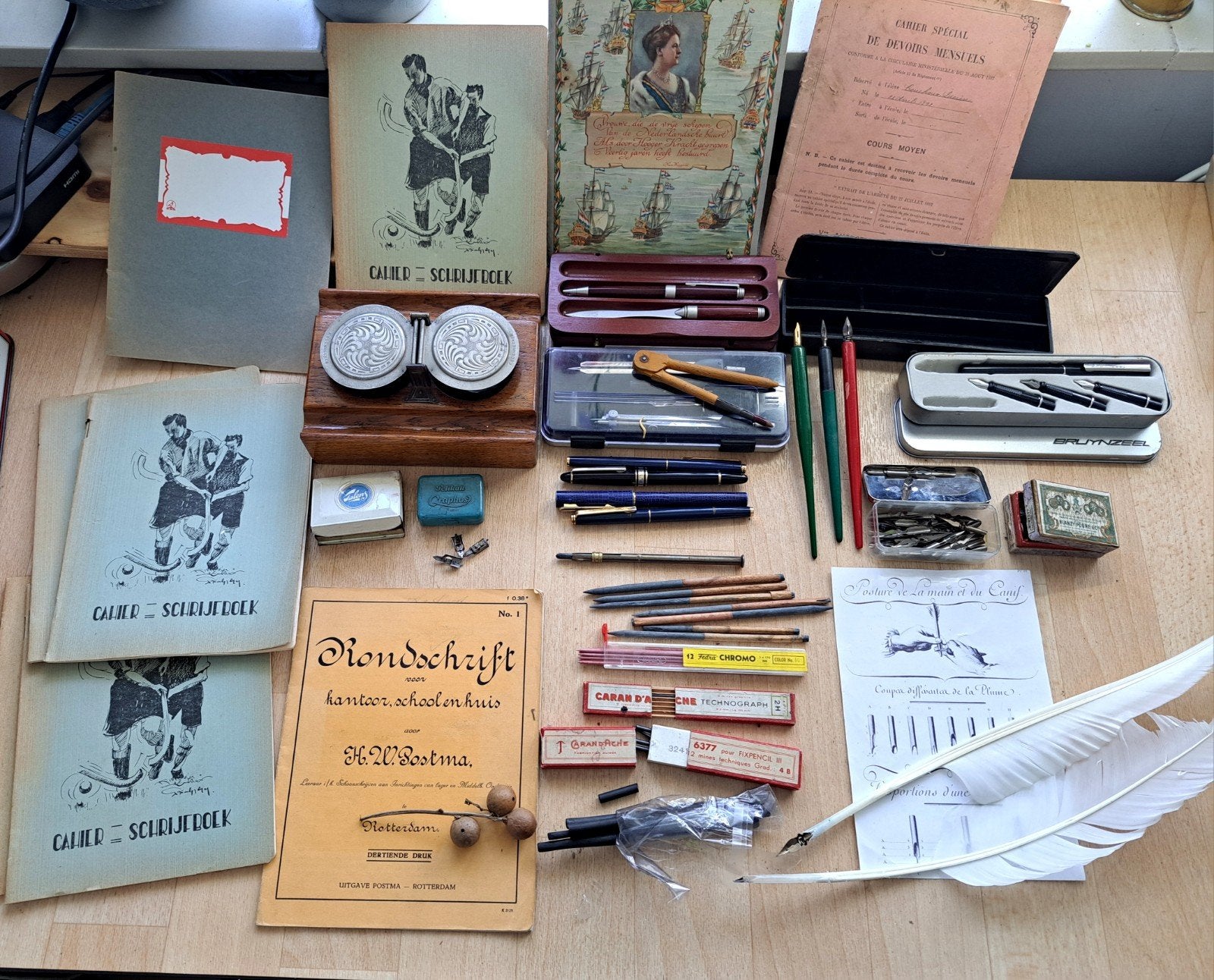 oude pennen schrijfgerei toebehoren vintage inktpot artdeco, Verzenden, Gebruikt, Vulpen, Overige merken