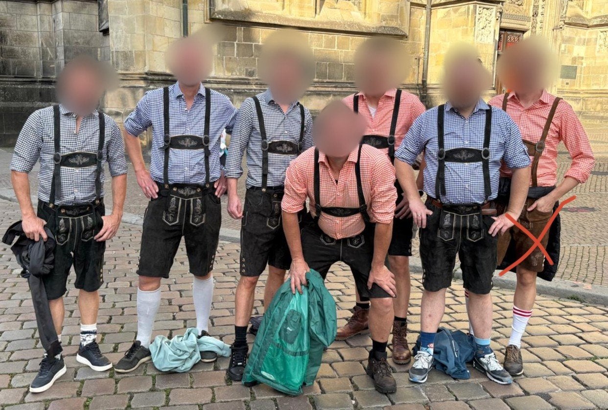 7x Lederhosen (XL) met blouses (diverse maten), Ophalen of Verzenden, Zo goed als nieuw, Maat 56/58 (XL), Meerkleurig