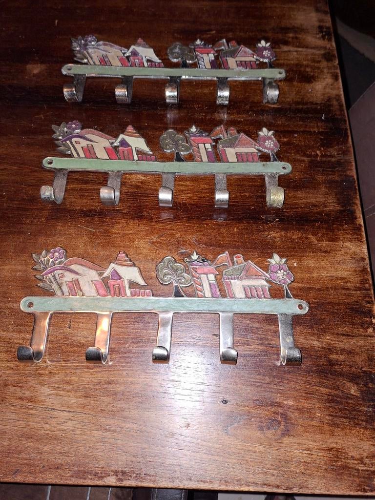 Set van 3 massief messing kapstokken, Made in India, Ophalen