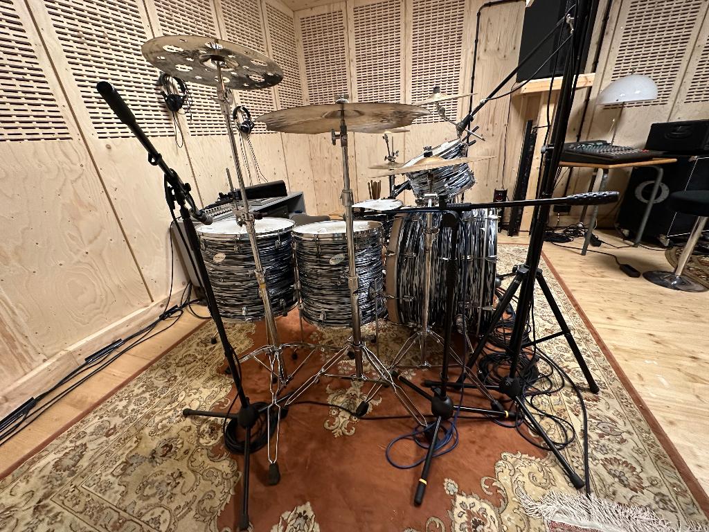 Ludwig Accent Drumstel Oyster motief jaren 80, Muziek en Instrumenten, Drumstellen en Slagwerk, Ophalen, Gebruikt, Ludwig