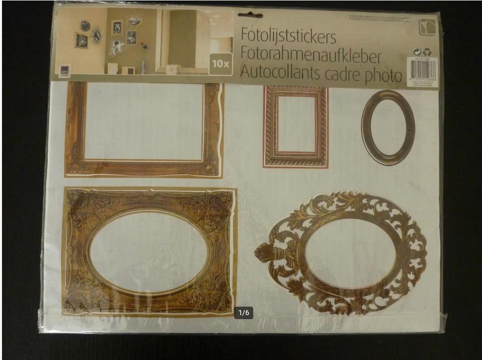 Muursticker brocante fotolijstjes / fotolijsten goud NIEUW, Nieuw, Klassiek, Ophalen of Verzenden, Goud