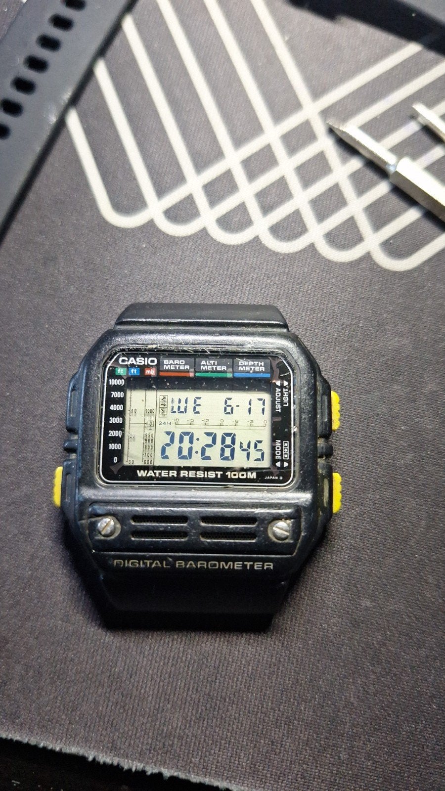 Casio BM-100WJ Vintage Digital Barometer Dieptmeter Horloge, Ophalen of Verzenden, Gebruikt, Staal, Casio