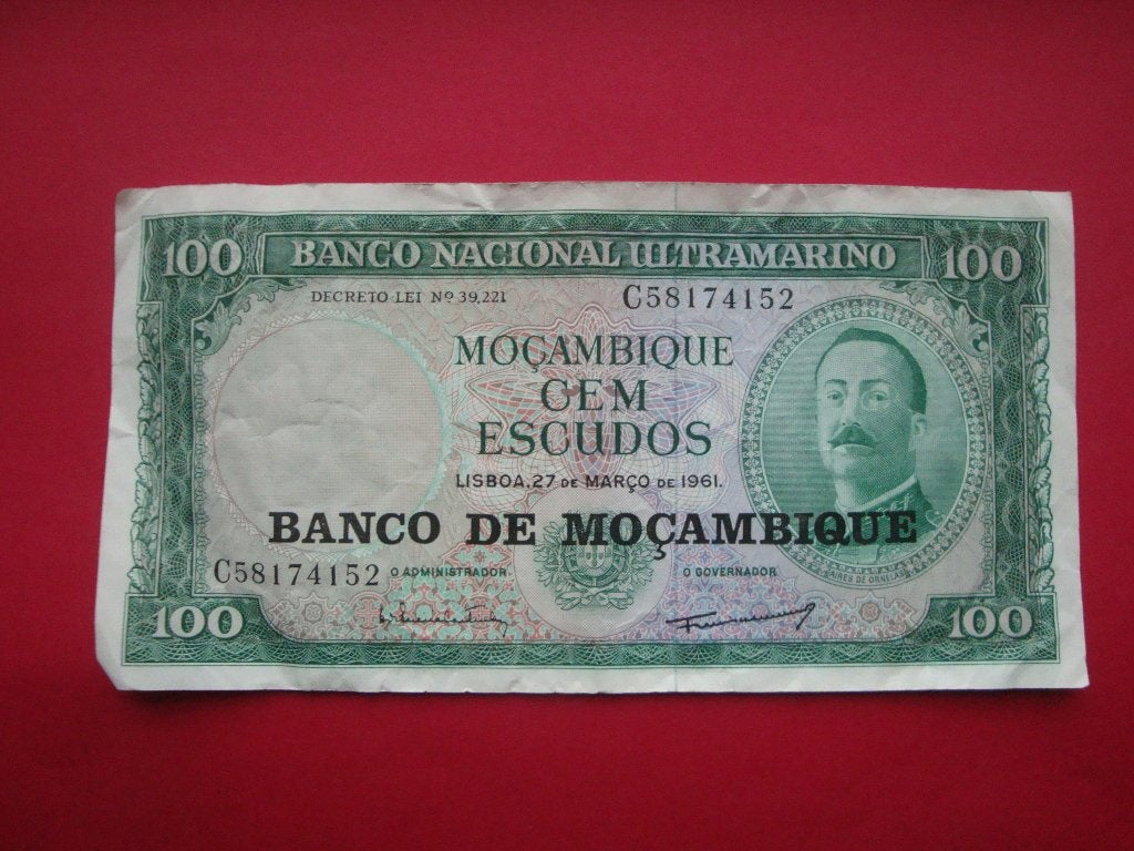 Bankbiljet Mozambique 100 Escudos 1976., Postzegels en Munten, Verzenden, Overige landen, Los biljet