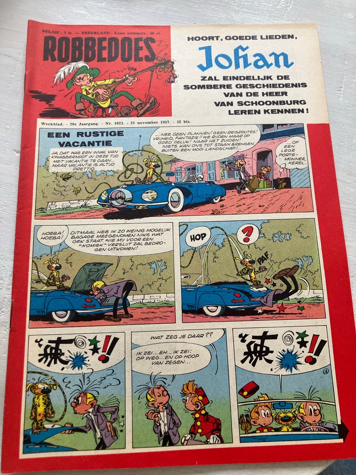 Robbedoes en Johan stripboek - Een rustige vakantie, Eén stripboek, Ophalen of Verzenden, Gelezen