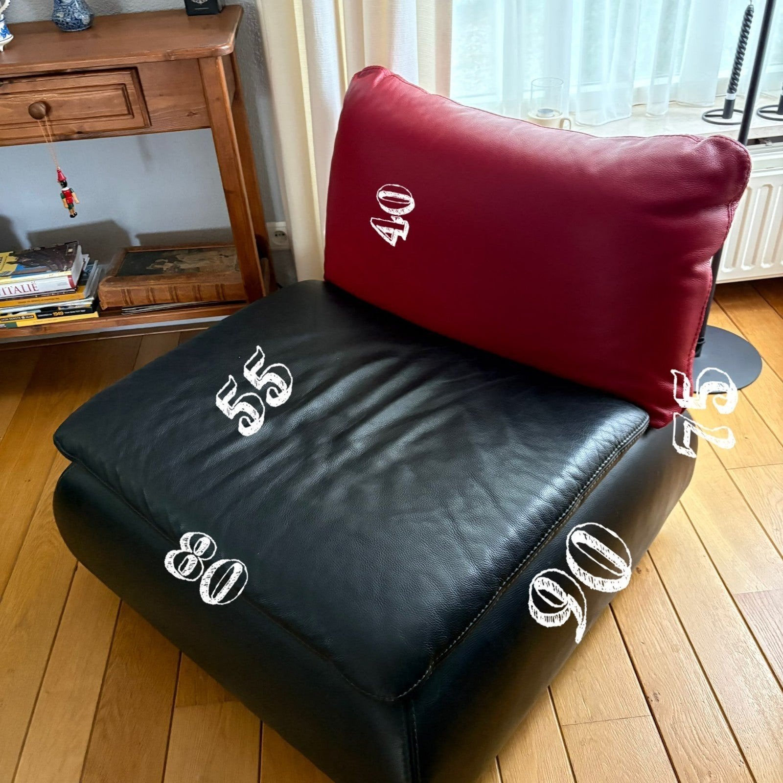 leren fauteuil, Ophalen, Eenpersoons, 75 tot 100 cm, Zo goed als nieuw