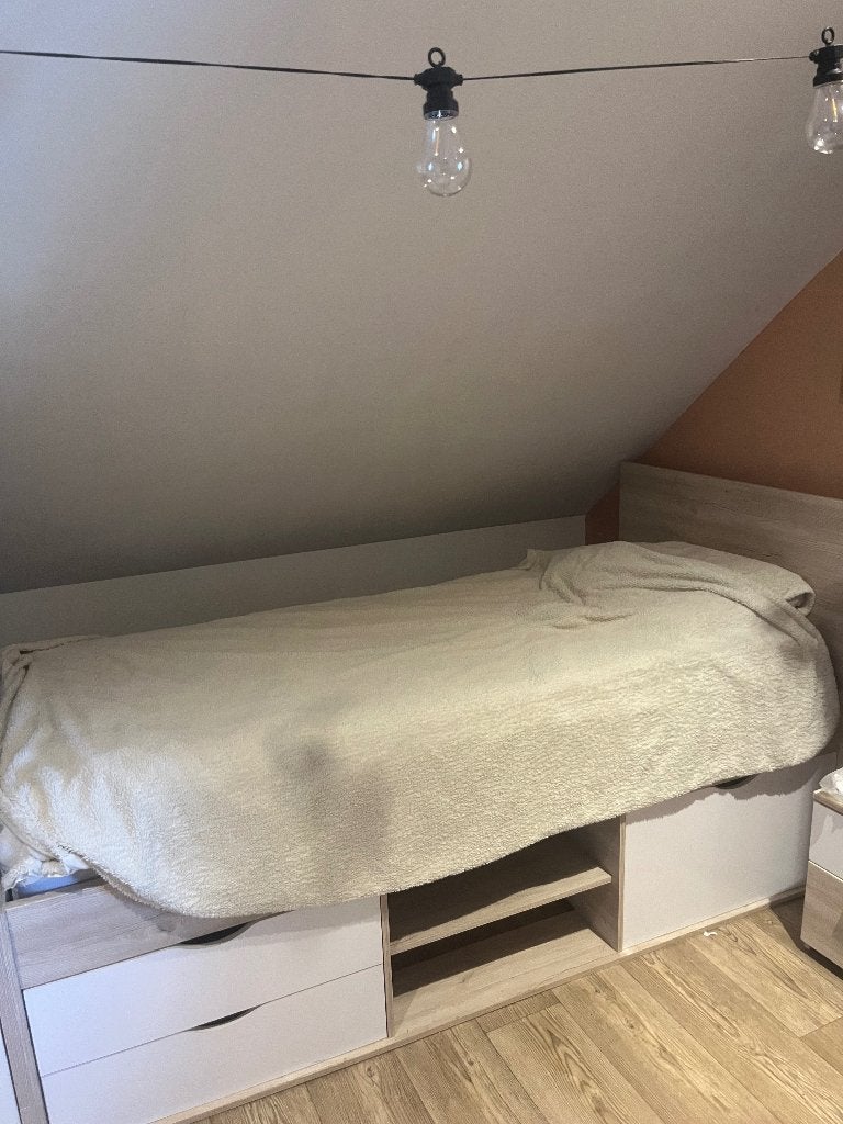 1 persoonsbed van leenbakker, Huis en Inrichting, Slaapkamer | Bedden, Ophalen, Gebruikt, 90 cm, Eenpersoons