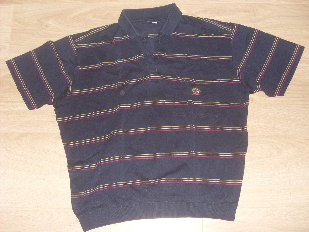 paul & shark polo L gestreept blauw geel, Verzenden, Zo goed als nieuw, Blauw