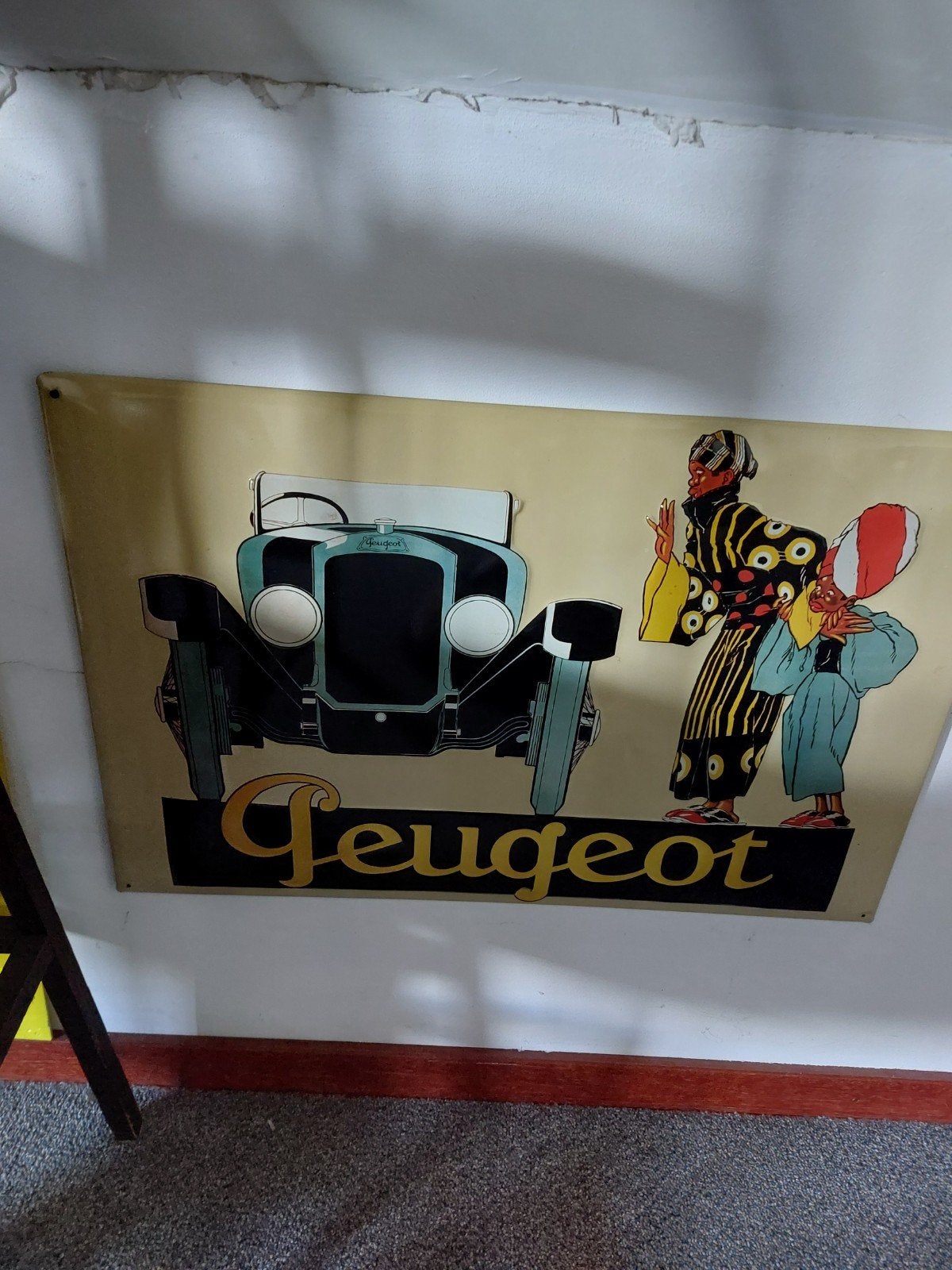 Vintage Peugeot reclamebord - 59x38 cm metaal, Ophalen of Verzenden