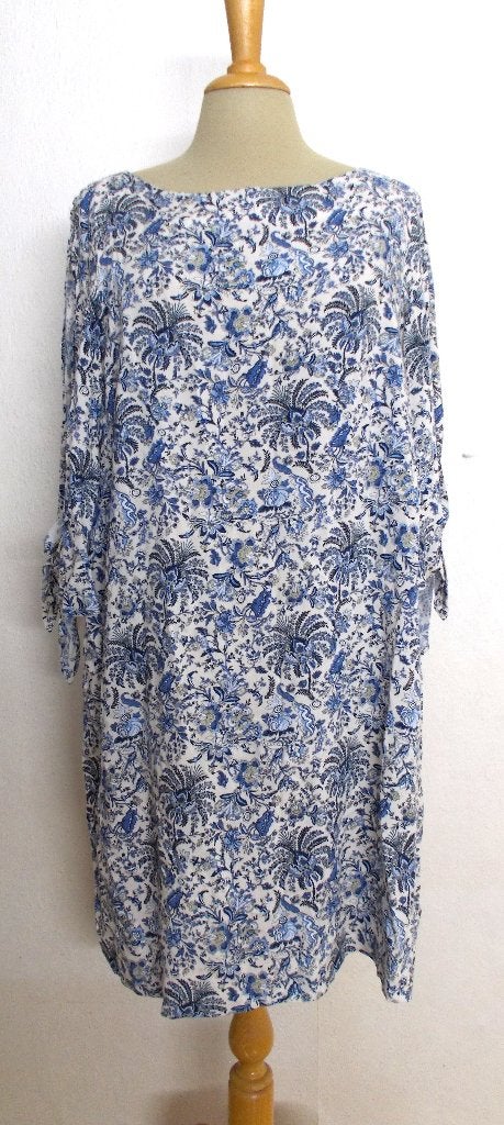 Batik katoen tuniek/jurkje met open mouwen aan bovenkant! L, Maat 42/44 (L), Zo goed als nieuw, Boven de knie, Verzenden