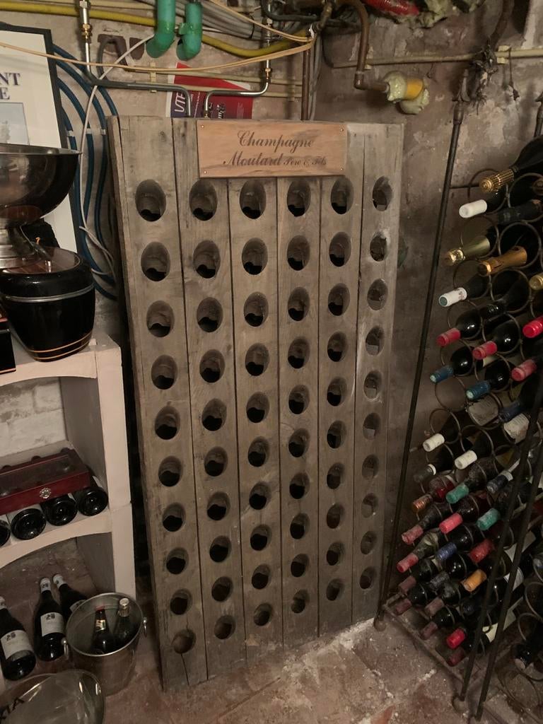 Fantastisch origineel eiken houten Champagne pupitre, Ophalen, Gebruikt, 25 flessen of meer, 75 cm of meer