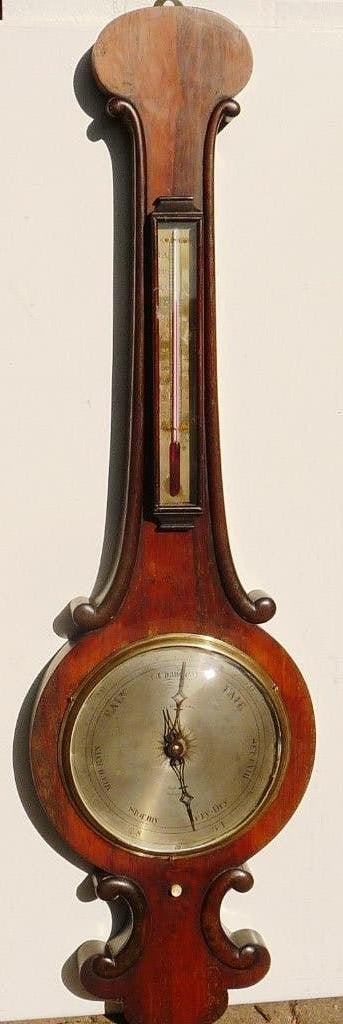 Antieke Engelse “banjo” kwikbarometer van G H &C Gowland, Ophalen, Gebruikt