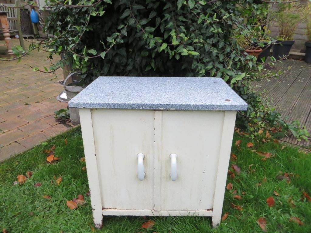 Vintage emaille keukenkast met dubbele deuren, Ophalen of Verzenden