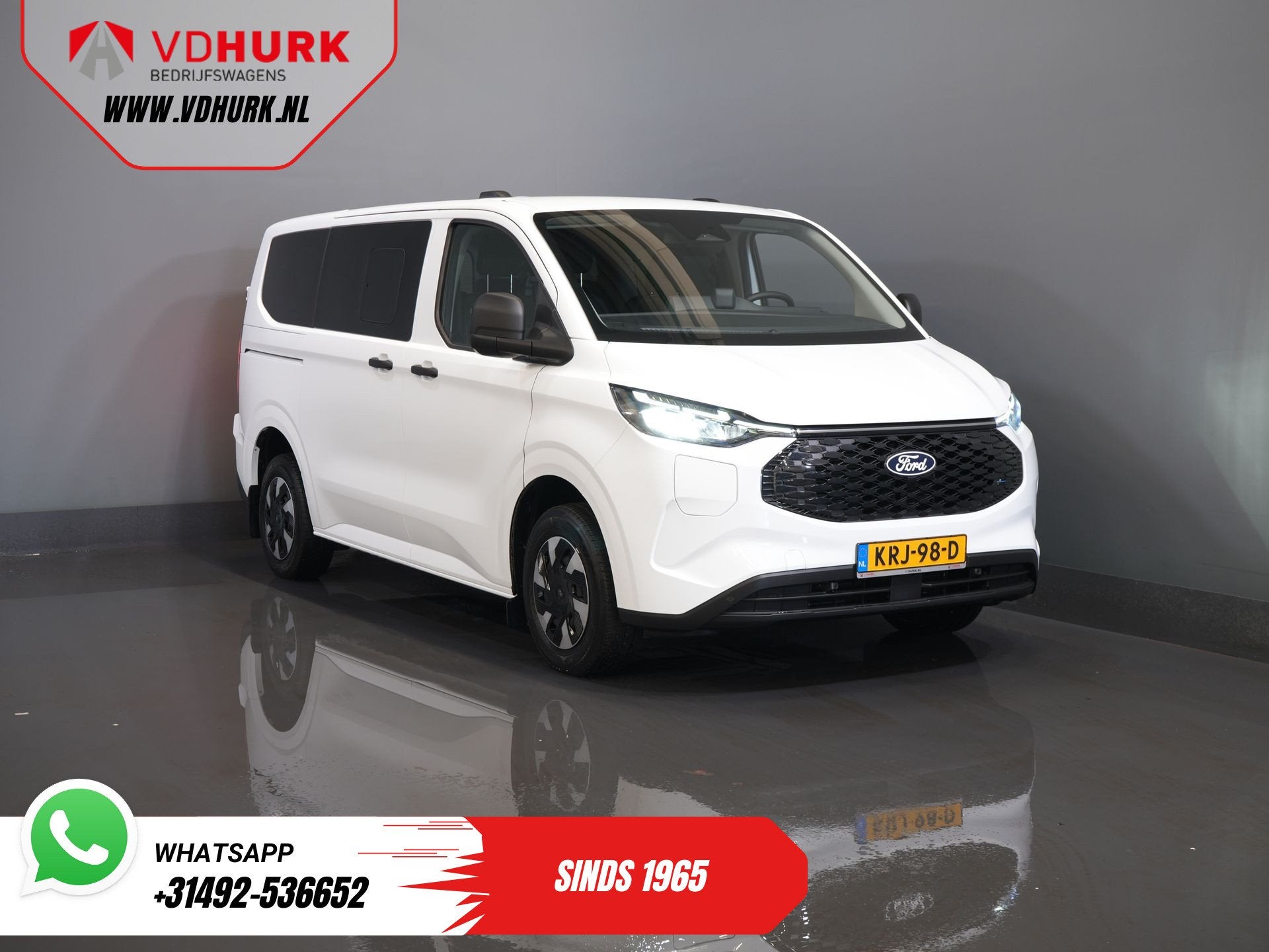 Ford E-Transit Custom Kombi Trend 71kWh 360 km WLTP (Excl. B, Automaat, Gebruikt, 2000 kg, Wit