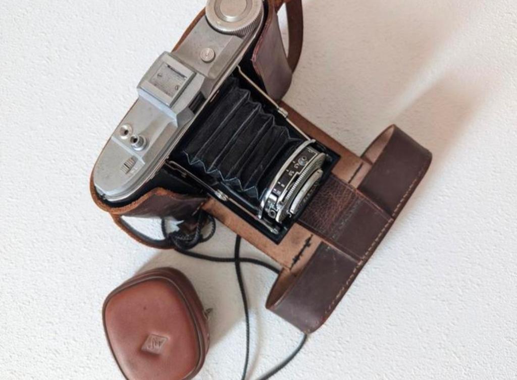 vintage Agfa Isolette 4.5 120 opvouwbare camera, Ophalen of Verzenden, Compact, Overige Merken