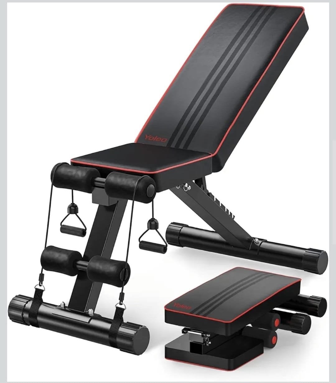 Yoleo Opvouwbare Halterbank - Multifunctionele Fitnessbank, Ophalen, Krachtstation, Metaal, Armen
