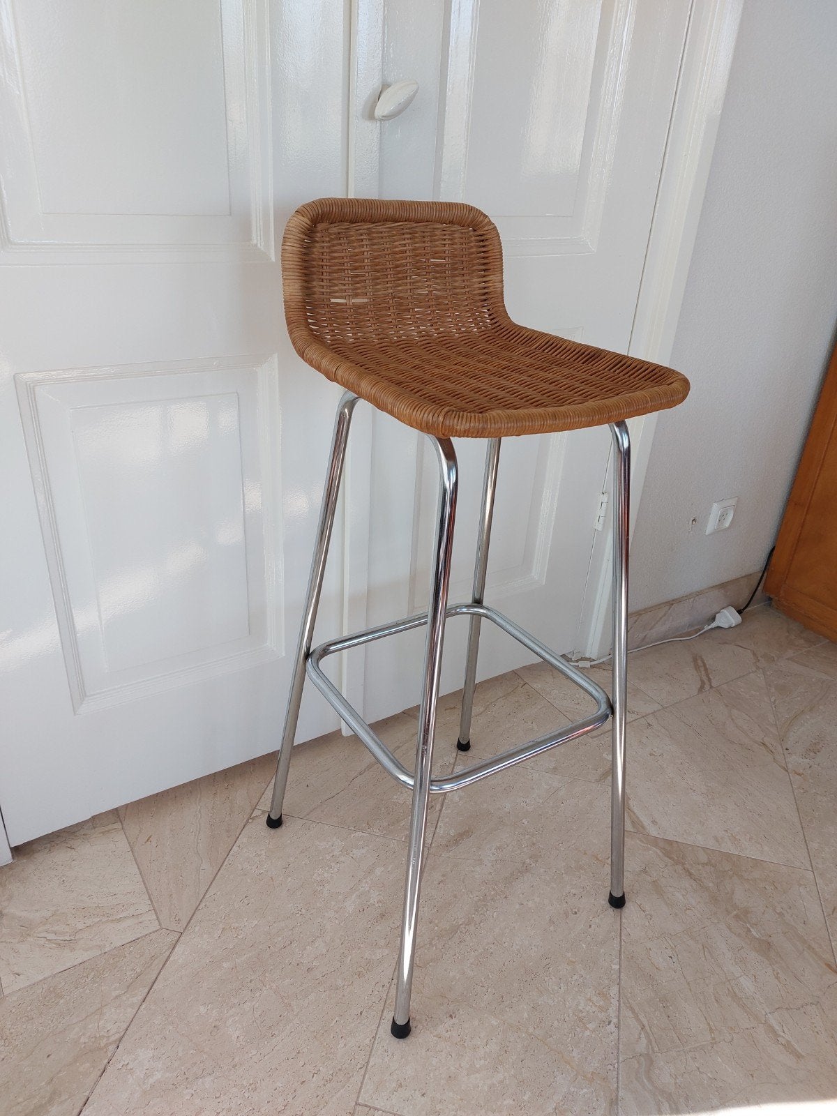 Vintage rattan kruk Dirk van Sliedregt voor Rohé jaren 60, Ophalen, Huis en Inrichting