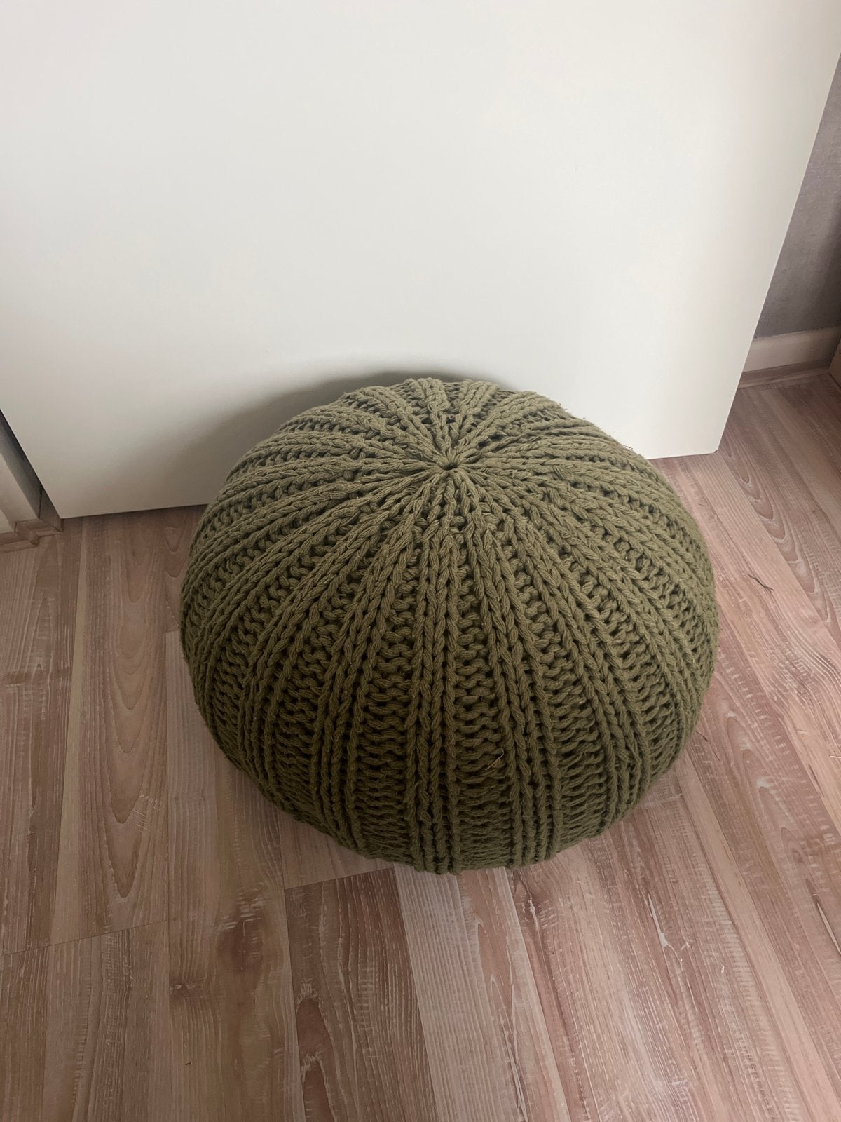 Mooie stoffen poef - Groen gebreid design, Ophalen, Gebruikt, Rond, Stof