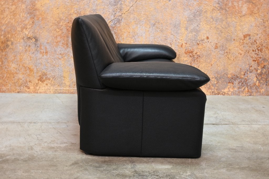 ZGANieuw zwarte leren Jori Linea design tweezitsbank, Jori, 150 tot 200 cm, Tweepersoons, 75 tot 100 cm