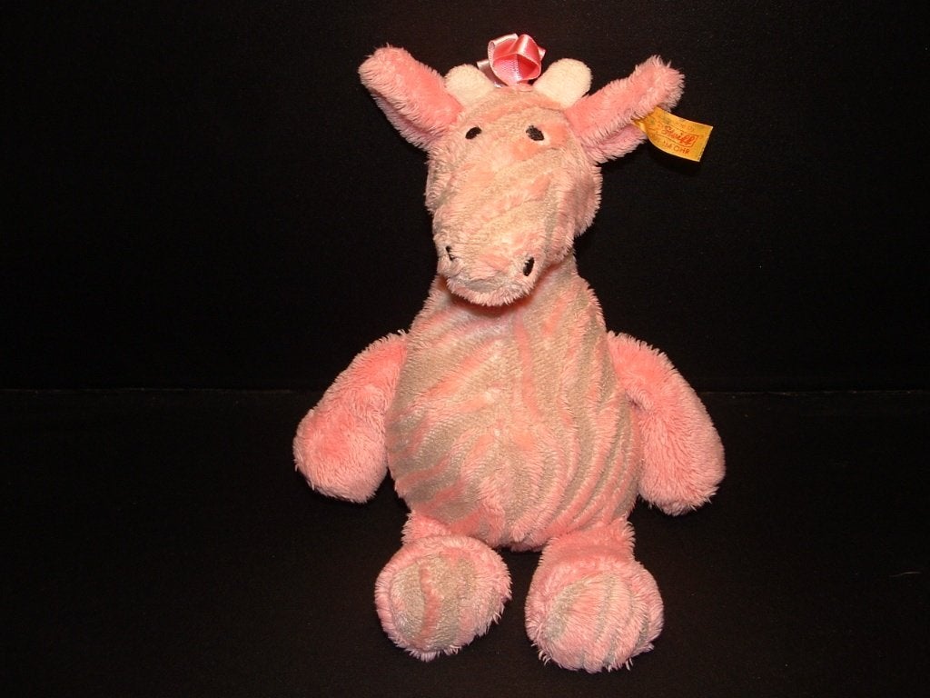 STEIFF KNOPF IM OHR GIRAFFE  VELOURS GRIJS MET ROZE PLUCHE, Ophalen of Verzenden, Nieuw, Overige typen