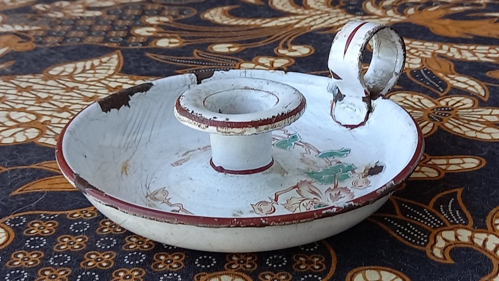 Originele antieke blaker uit Engeland van emaille 14,5 cm., Ophalen of Verzenden, Overige materialen