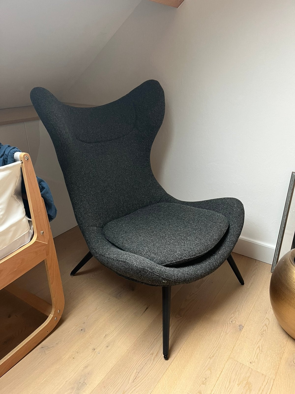 Fauteuil grijs / egg chair, Huis en Inrichting, Fauteuils, Ophalen, Zo goed als nieuw, 75 tot 100 cm, 50 tot 75 cm