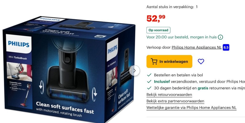 Philips FC8078/01 - Mini Turboborstel- new, Witgoed en Apparatuur, Geschikt voor huisdieren, Philips, Overige typen, Nieuw