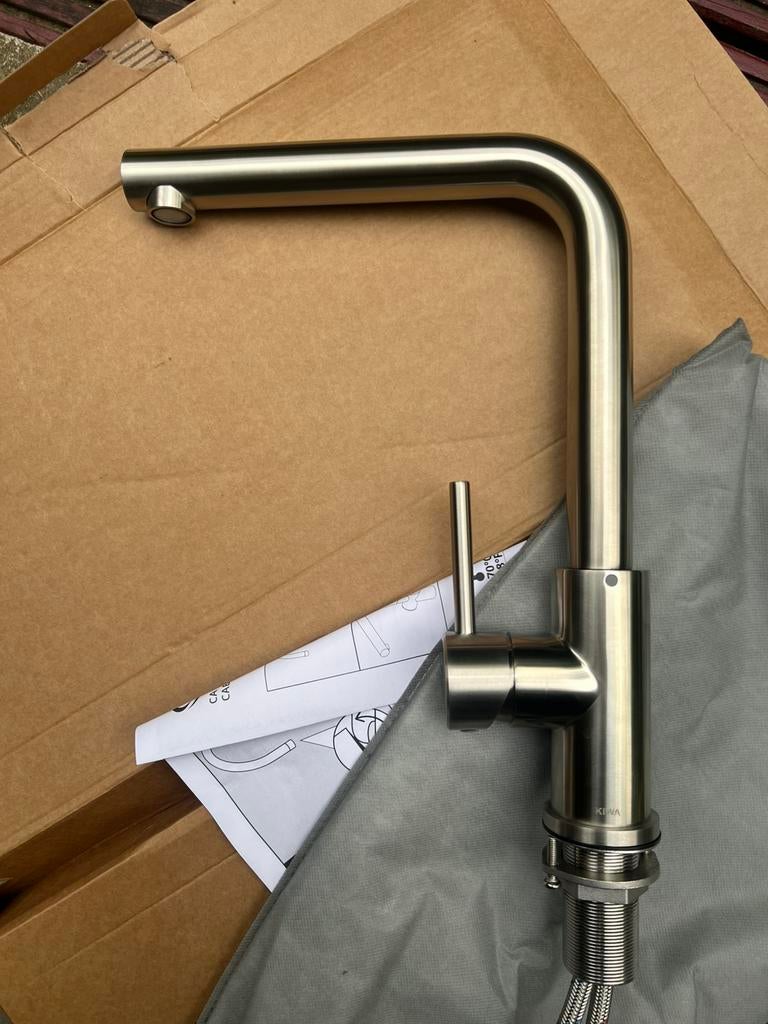 Caressi rvs kraan eco SPLINTERNIEUW, Minder dan 50 cm, Ophalen of Verzenden, Zo goed als nieuw, Minder dan 25 cm